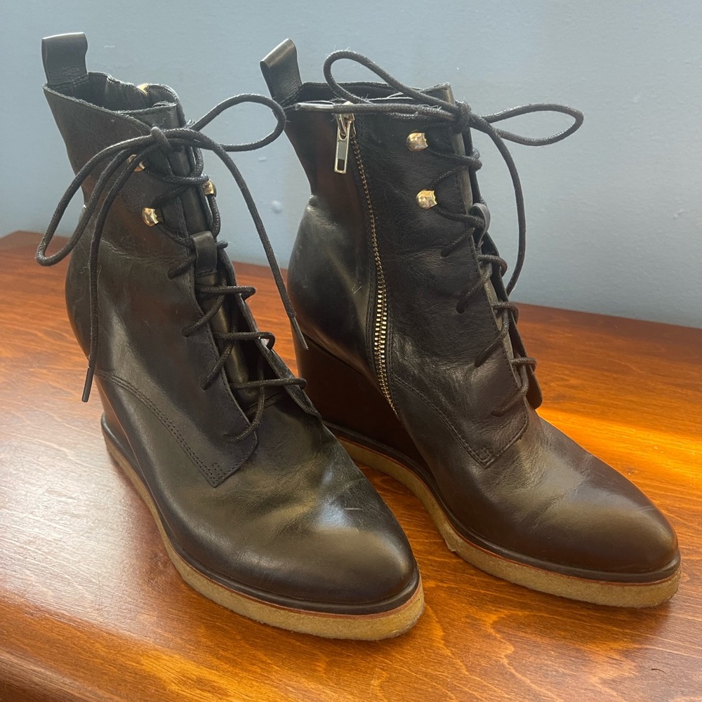 Silent D Black Wedge Ankle Boots - Picture 10 of 10